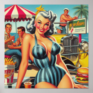  Beach Pin-up Poster