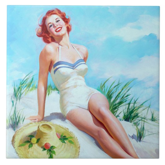 Beach Pin Up Tegeltje (Voorkant)