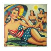  Beach Pin Up Tegeltje (Voorkant)