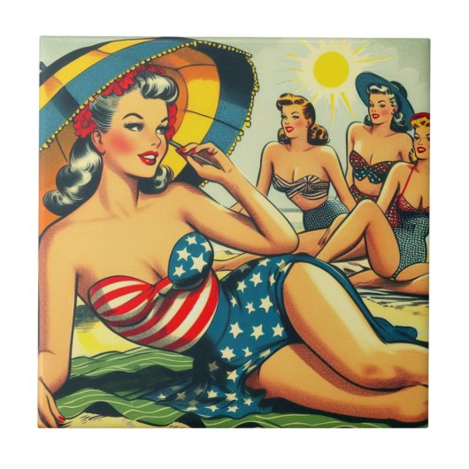  Beach Pin Up Tegeltje (Voorkant)