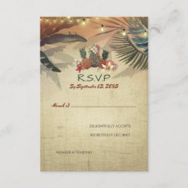 Beach Pinapple Palms Rustieke bruiloft RSVP Kaart