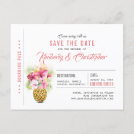 Beach Pineapple Boarding Pass Ticket Save the Date Aankondigingskaart
