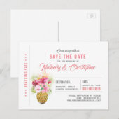 Beach Pineapple Boarding Pass Ticket Save the Date Aankondigingskaart (Voorkant / Achterkant)