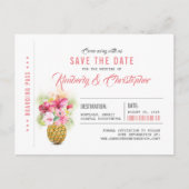 Beach Pineapple Boarding Pass Ticket Save the Date Aankondigingskaart (Voorkant)