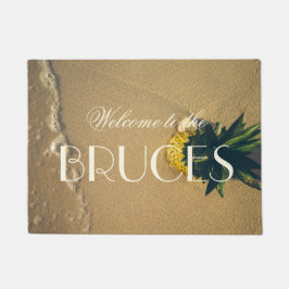 Beach Pineapple Tropical Accent Personalized Deurmat
