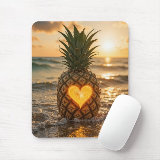 Beach Pineapple With a Carved Out Heart Muismat (Met muis)