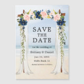 Beach Pink Blue Floral Magnetic Kaart (Voorkant)