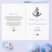 Beach Pink Blush Blue Floral Anchor Programme Flyer (Enkel)