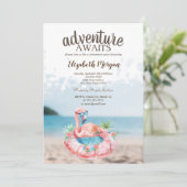 Beach Pink Flamingos Pensioenfeest Kaart (Staand voorkant)