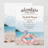 Beach Pink Flamingos Pensioenfeest Kaart (Voorkant / Achterkant)