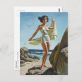 Beach PinUp Briefkaart (Voorkant / Achterkant)