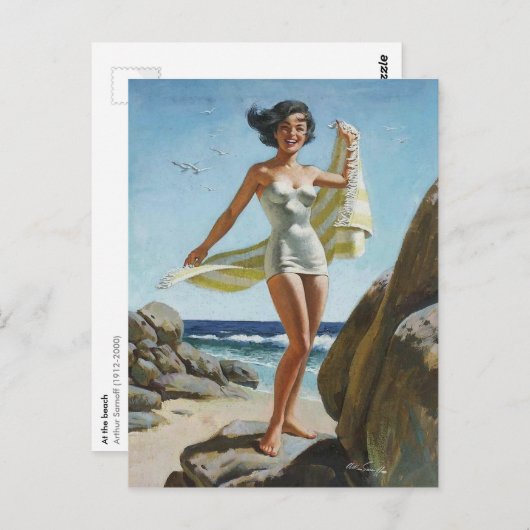 Beach PinUp Briefkaart (Voorkant / Achterkant)
