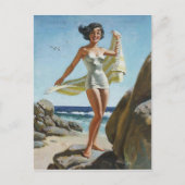 Beach PinUp Briefkaart (Voorkant)
