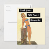 Beach Please All I Need Is Vitamin Sea Bikini Briefkaart (Voorkant / Achterkant)