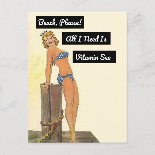 Beach Please All I Need Is Vitamin Sea Bikini Briefkaart (Voorkant)