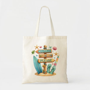 "Beach Please" Beach Canvas tas