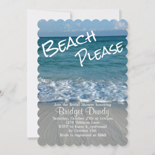 Beach Please Beach Theme Bruids Douche Uitnodiging (Voorkant)