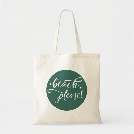 Beach Please Calligraphy Blauwgroen Canvas tas (Voorkant)