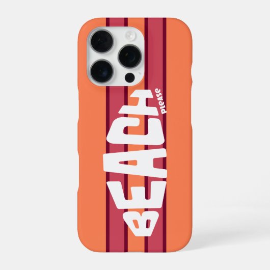 Beach Please Coral & Roze Retro Gestreepte iPhone Hoesje (Achterkant)