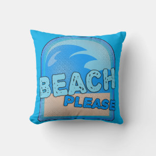 Beach Please Fun Summer Fun Waves Logo Kussen