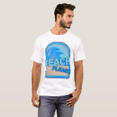 Beach Please Fun Summer Slogan Logo T-shirt (Voorkant volledig)
