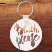 BEACH PLEASE | Fun Typografie & Quote Button Sleutelhanger (Voorkant)