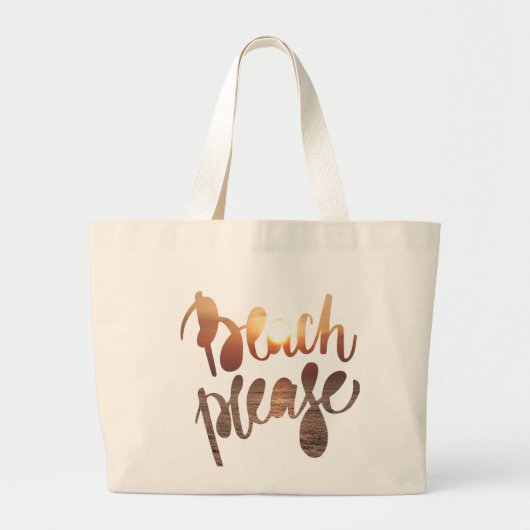 BEACH PLEASE | Fun Typografie & Quote canvas tas (Voorkant)