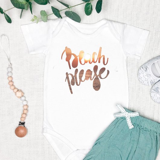 BEACH PLEASE, Fun Typography & Quote Baby body sui Romper