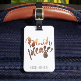 BEACH PLEASE, Fun Typography & Quote Bagagelabel