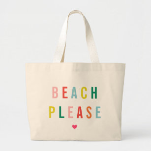 Beach Please Funny Grote Tote Bag