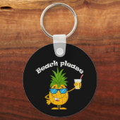 Beach Please - Funny Pineapple T-Shirt Sleutelhanger (Voorkant)