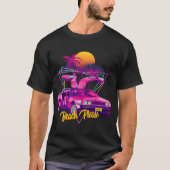 Beach Please Futuristic Car Retro Sunset Synthwave T-shirt (Voorkant)