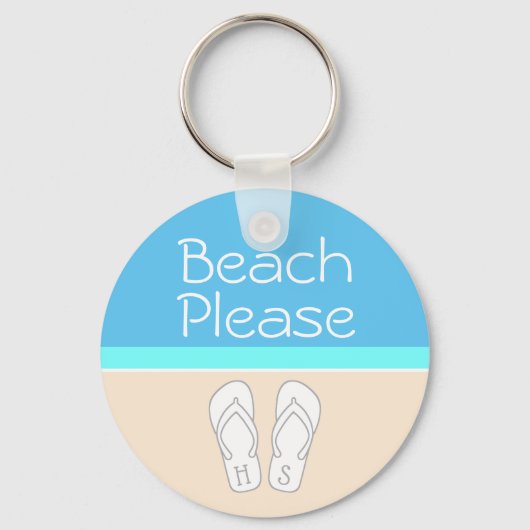 Beach Please Monogram Teenslippers Moderne Sjabloo Sleutelhanger (Voorkant)