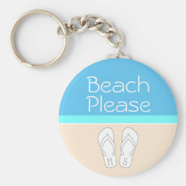 Beach Please Monogram Teenslippers Moderne Sjabloo Sleutelhanger