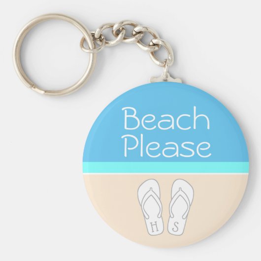 Beach Please Monogram Teenslippers Moderne Sjabloo Sleutelhanger (Voorkant)