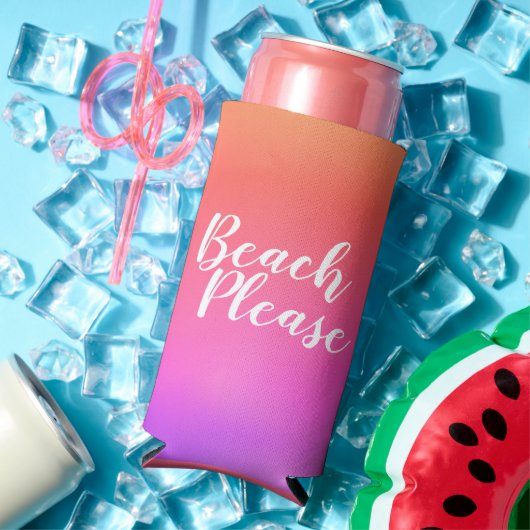Beach Please Orange Hot Pink Ombre Seltzer Blikjeskoeler (Insitu Zomer)