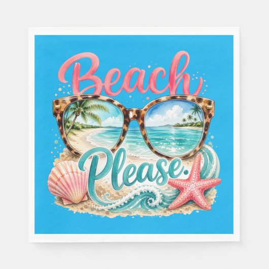 "Beach Please" Papier Servet (Voorkant)