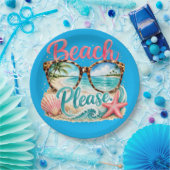 "Beach Please" Papieren Borden. Bordje (Feest)