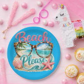 "Beach Please" Papieren Borden. Bordje (Feest)
