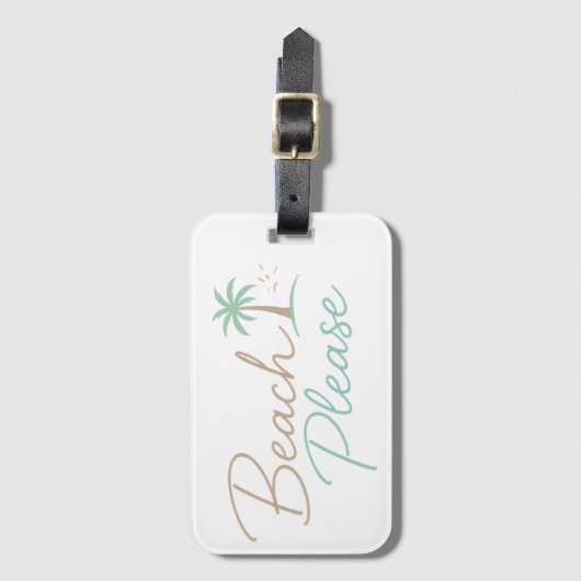 Beach Please Pastel Script Typografie Bagagelabel (Voorkant (verticaal))