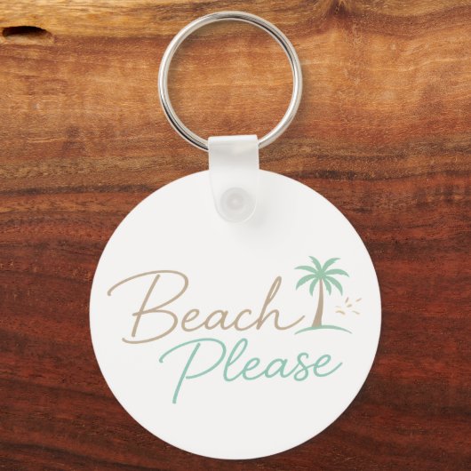 Beach Please Pastel Script Typografie Sleutelhanger (Achterkant)