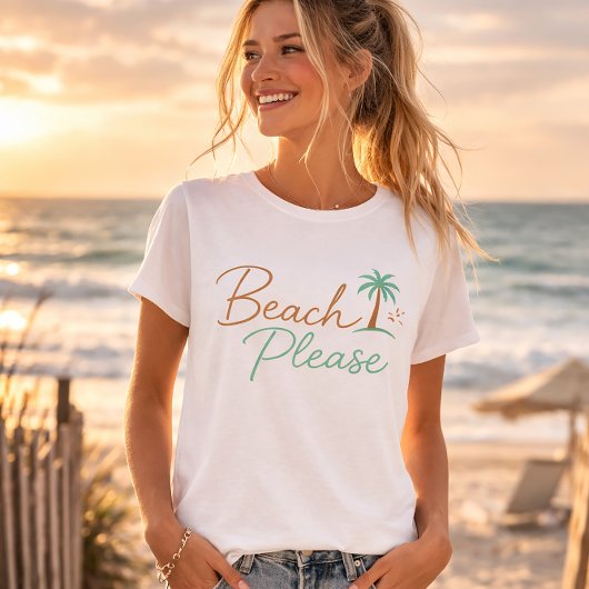 Beach Please Pastel Script Typografie T-shirt