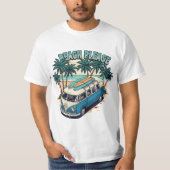 Beach Please Retro Surf Van T-Shirt (Voorkant)