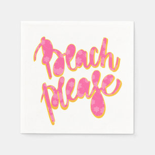 BEACH PLEASE   Roze en Oranje typografie en prijso Servet