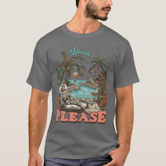 Beach Please Summerween Skelet Strand Vakantie Ou T-shirt