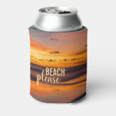 Beach Please Tropical Oranje Yellow Sunset Blikjeskoeler (Blikje Achterkant)