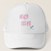 Beach Please Tropical Summer Vacation Cool Pink Trucker Pet (Voorkant)