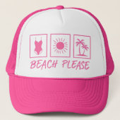 Beach Please Trucker Hat Baseball Pet (Voorkant)