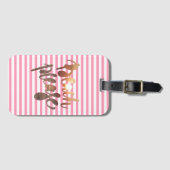 BEACH PLEASE | Typografie en roze strepen Bagagelabel (Voorkant (horizontaal))
