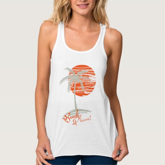 Beach PLEASE! Zonnepalm en palmboom Tanktop (Voorkant)
